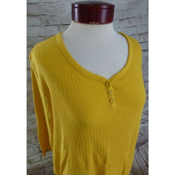 White Stag Yellow 3/4 Sleeves Shirt Women's Size XXL 20 2X - Picture 2 of 5